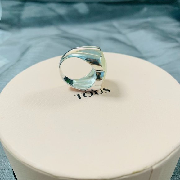 TOUS Ring Silver TOUS Color Ring with faceted mother-of-pearl Women Jewelry 56# - Picture 3 of 14